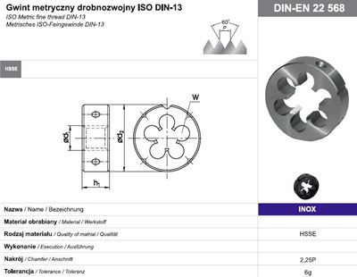 NARZYNKA M10x1 DIN-22568 (6g) HSSE INOX