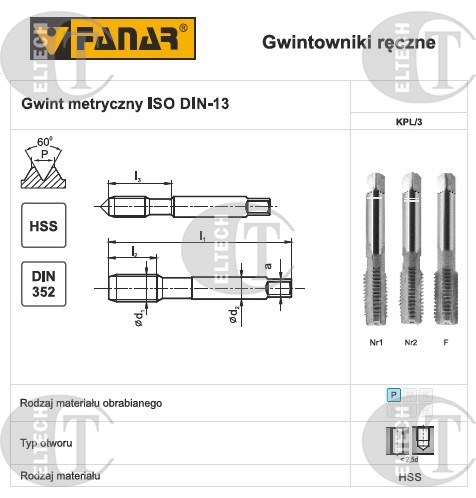 GWINTOWNIK M 3 NGMM/3 DIN-352 (6H) HSS