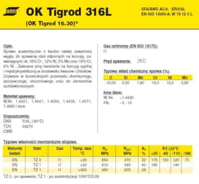 DRUT FI 3.20/1000 316L OK16.30 TIGROD /5kg/