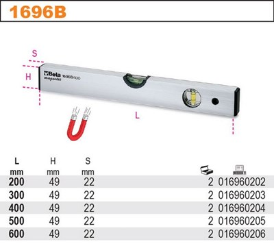POZIOMNICA Z 2 LIBELKAMI 300MM PODSTAWA MAGNETYCZNA