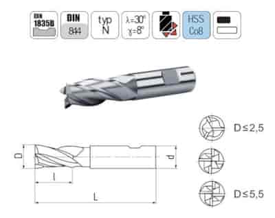 FREZ TRZPIENIOWY NFPA FI  6,0  13/57 Z4 HB6 HSSE BK-MN EL-CUT