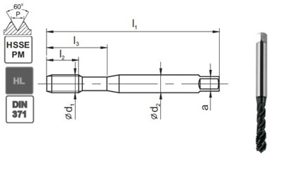 GWINTOWNIK M 5 DIN-371C R45 (6HX) HSSE-PM HL MASTERTAP