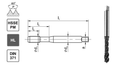 GWINTOWNIK M 8 DIN-371C R45 (6HX) HSSE-PM HL MASTERTAP