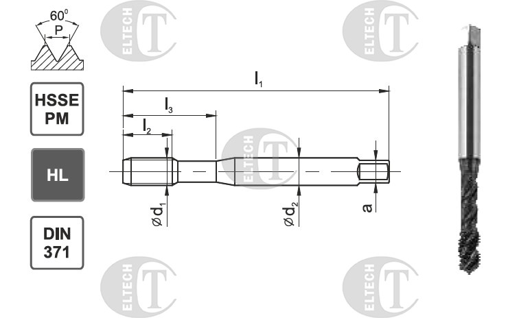 GWINTOWNIK M 8 DIN-371C R45 (6HX) HSSE-PM HL MASTERTAP