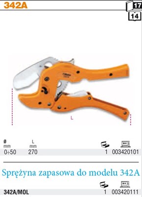 NOZYCE TNACE DO RUR Z PCV 0-50MM. 342A   BETA