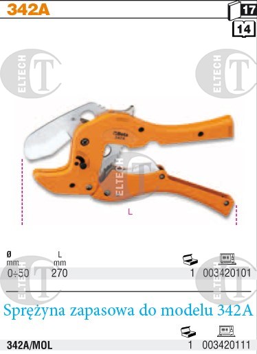 NOZYCE TNACE DO RUR Z PCV 0-50MM. 342A   BETA