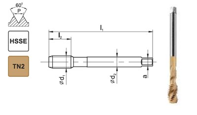 GWINTOWNIK M16 DIN-376C R40 (6H) HSSE TIN 800X