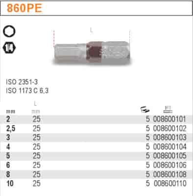 BIT 1/4”- H 2.5- 25MM TRZP. KOL.OZN. BETA