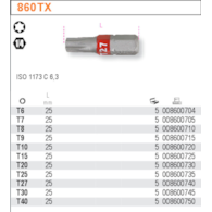 BIT 1/4”- T40- 25MM  TORX KOL.OZN.  BETA
