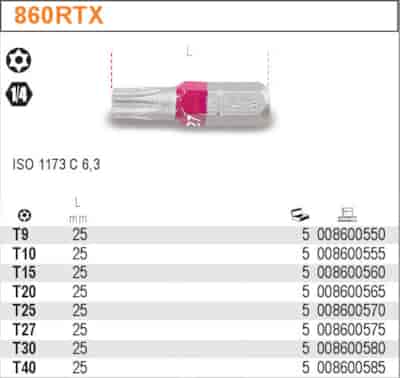 BIT 1/4”- T40- 25MM  TORX KOL.OZN.  BETA