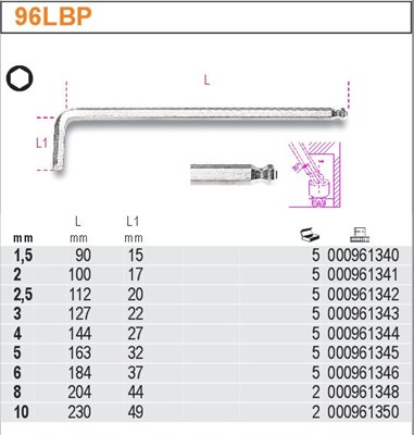 KLUCZ IMBUSOWY 1,5  DLUGI Z KULKA   BETA