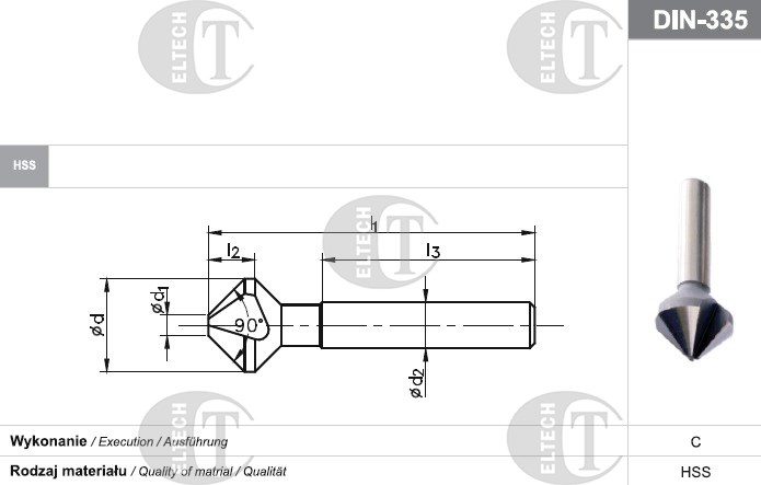 POGLEBIACZ DIN 335-C 90 *30  HSS