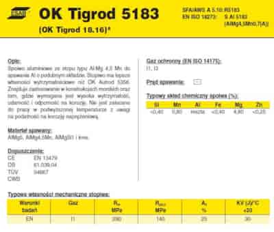 DRUT FI 1.6/ 1000  ALMG4,5  OK 5183 TIGROD /2,5KG/