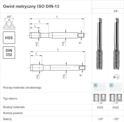 GWINTOWNIK M 8 NGMM/1 DIN-352D (6H) HSS