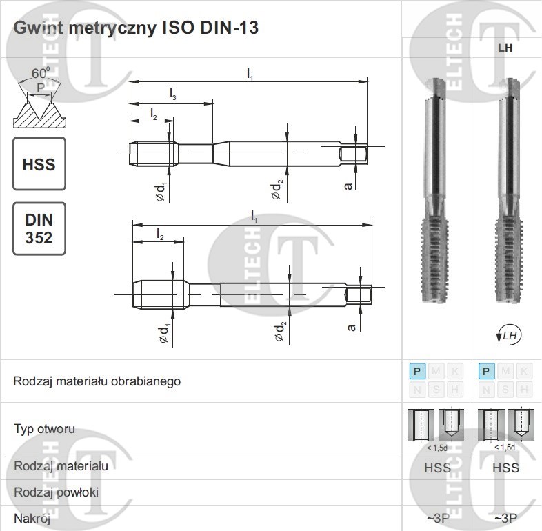 GWINTOWNIK M 8 NGMM/1 DIN-352D (6H) HSS