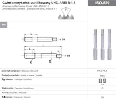 GWINTOWNIK BSW  3/8-16 NGWB/3 DIN-352 HSS