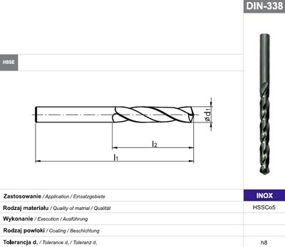 WIERTLO NWKA FI  9,00  81/125MM HSSE SZL. INOX