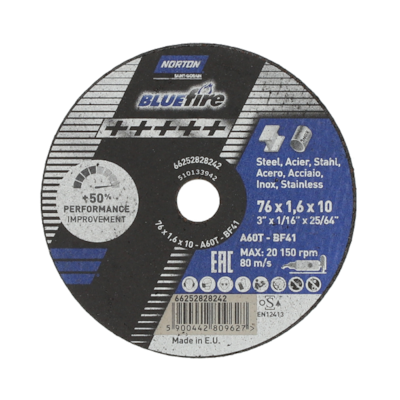TARCZA T41  76/1,6/10 A60T NORTON BLUE FIRE