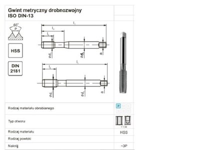 GWINTOWNIK M12x1,25 NGMM/1 DIN-2181D (6H) HSS