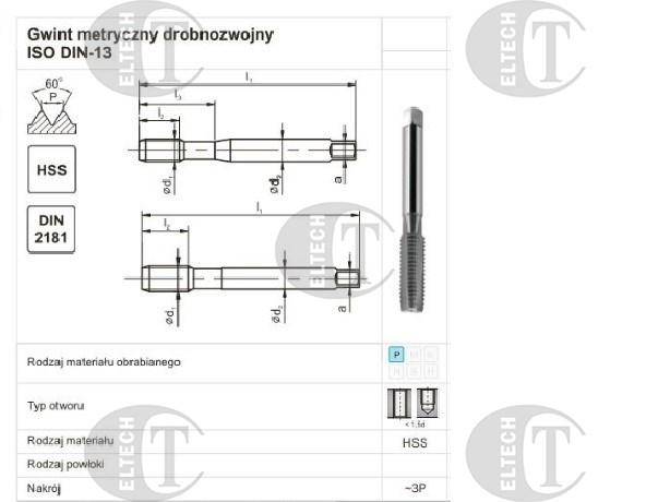 GWINTOWNIK M12x1,25 NGMM/1 DIN-2181D (6H) HSS