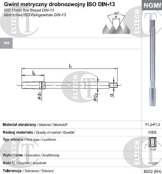 GWINTOWNIK M12x1,25 NGMF (6H) HSS