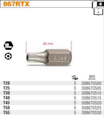 BIT 10MM- T20- 30MM  R-TORX  BETA