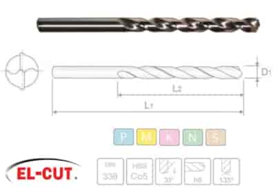WIERTLO NWKA FI  8,00  75/117MM HSSE SZL. INOX EL-CUT