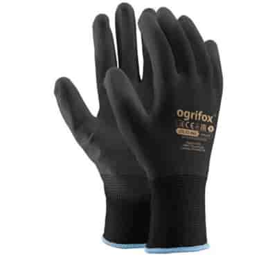 REKAWICE POWLEKANE OX-POLIUR BB - CZARNE ROZM. 9  / niebieski ring /