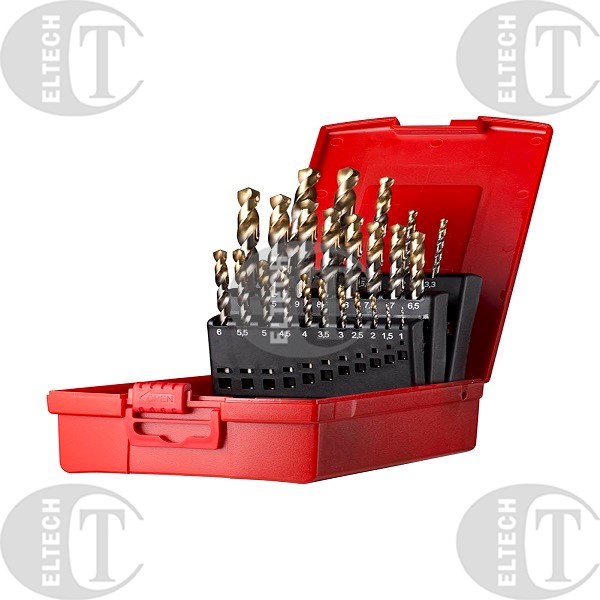 ZESTAW WIERTEL A095200 HSS TIN DIN-338 29PC 1MM-10MMX0.5MM +3.3MM,4.2MM,6.8MM,10.2MM PROMO   A095200