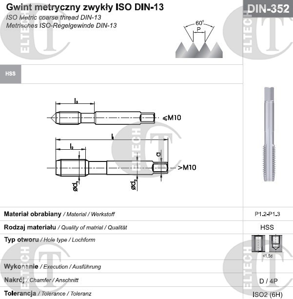 GWINTOWNIK M30 NGMM/1 DIN-352D (6H) HSS