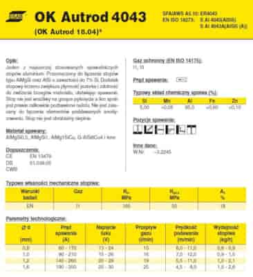 DRUT FI 1.20/1000 ALSI5 OK AUTROD 4043 /OP. 7kg/