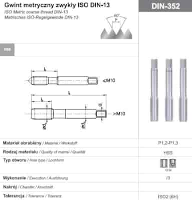 GWINTOWNIK M 2,5 NGMM/3 DIN-352 (6H) HSS