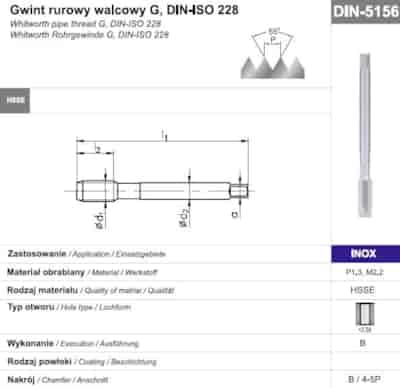 GWINTOWNIK G  1/2  DIN-5156B HSSE INOX