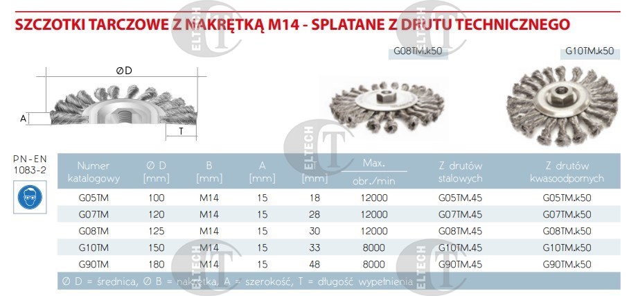 SZCZOTKA TARCZ.FI 125 Z NAKR.M14 SPL. INOX