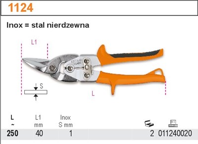 NOZYCE DO BLACHY LEWE 250MM   BETA