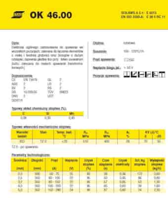 ELEKTRODA OK 46.00 2.00/2.1 /KARTON 12.6KG/