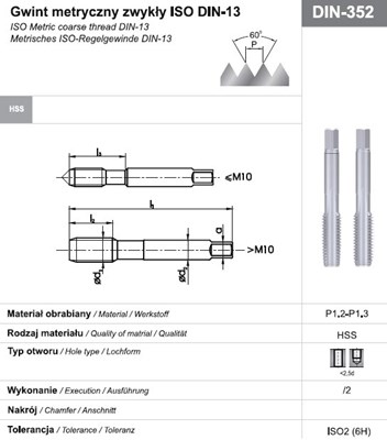 GWINTOWNIK M14 NGMM/2 DIN-352/2 (6H) HSS