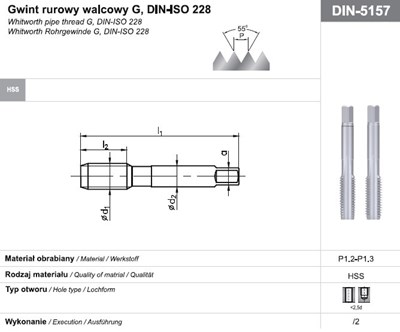 GWINTOWNIK G  1/8  NGRA/2 DIN-5157 HSS