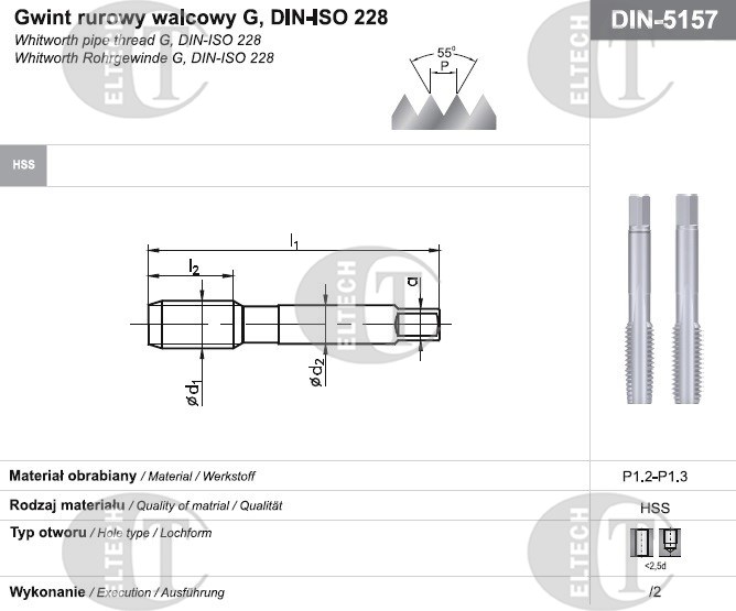 GWINTOWNIK G  1/2  NGRA/2 DIN-5157 HSS