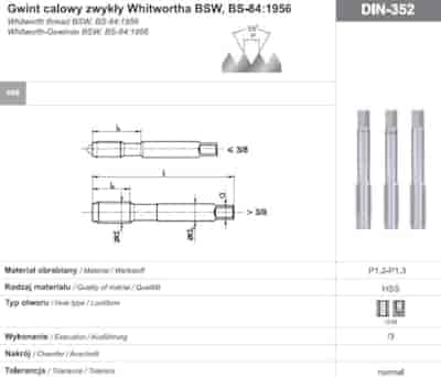 GWINTOWNIK BSW  5/8-11 NGWB/3 DIN-352 HSS