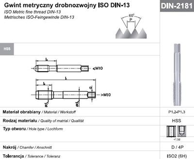 GWINTOWNIK M14x1,25 NGMM/1 DIN-2181D (6H) HSS