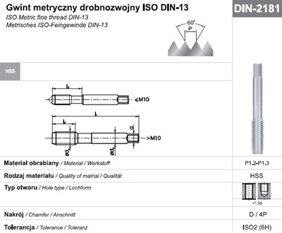 GWINTOWNIK M16x1,5 NGMM/1 DIN-2181D (6H) HSS