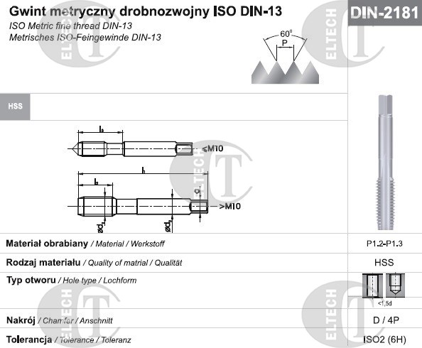 GWINTOWNIK M18x1,5 NGMM/1 DIN-2181D (6H) HSS