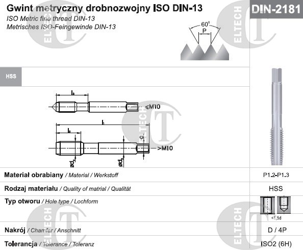GWINTOWNIK M24x2 NGMM/1 DIN-2181D (6H) HSS