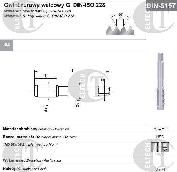 GWINTOWNIK G  1/8  NGRM DIN-5157D HSS