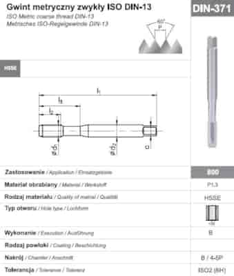 GWINTOWNIK M10 DIN-371B (6H) HSSE 800