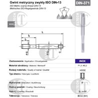 GWINTOWNIK M 3 DIN-371B (6H) HSSE INOX