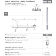 GWINTOWNIK M12 DIN-376B (6H) HSSE 800