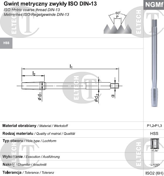 GWINTOWNIK M12 NGMF (6H) HSS