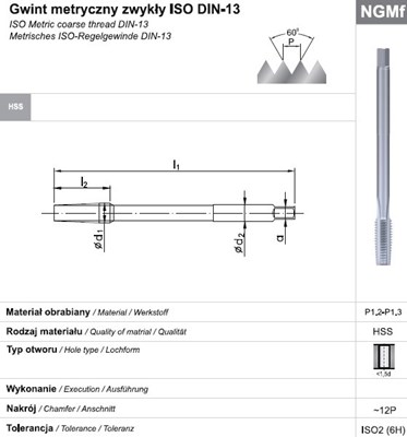 GWINTOWNIK M16 NGMF (6H) HSS